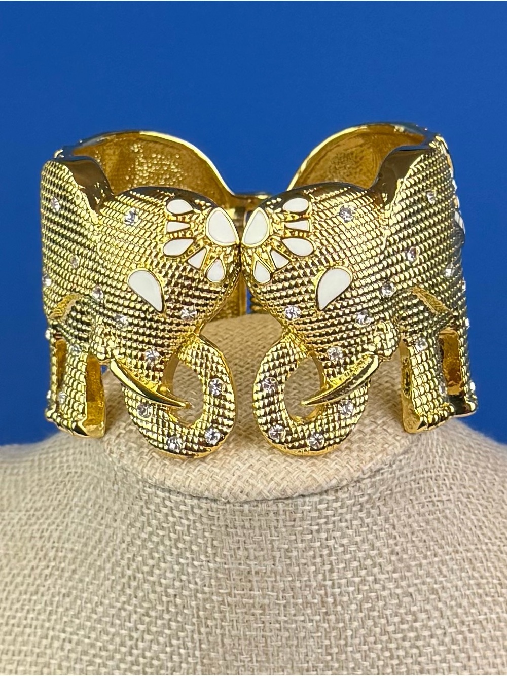 Lilly Pulitzer Gold Textured Elephant Statement Hinge Cuff Bracelet